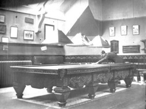 Collins Webber Langwade at the billiard table c1925. : Image courtesy of Michael Langwade.