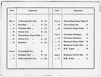 Bowling fixtures 1934